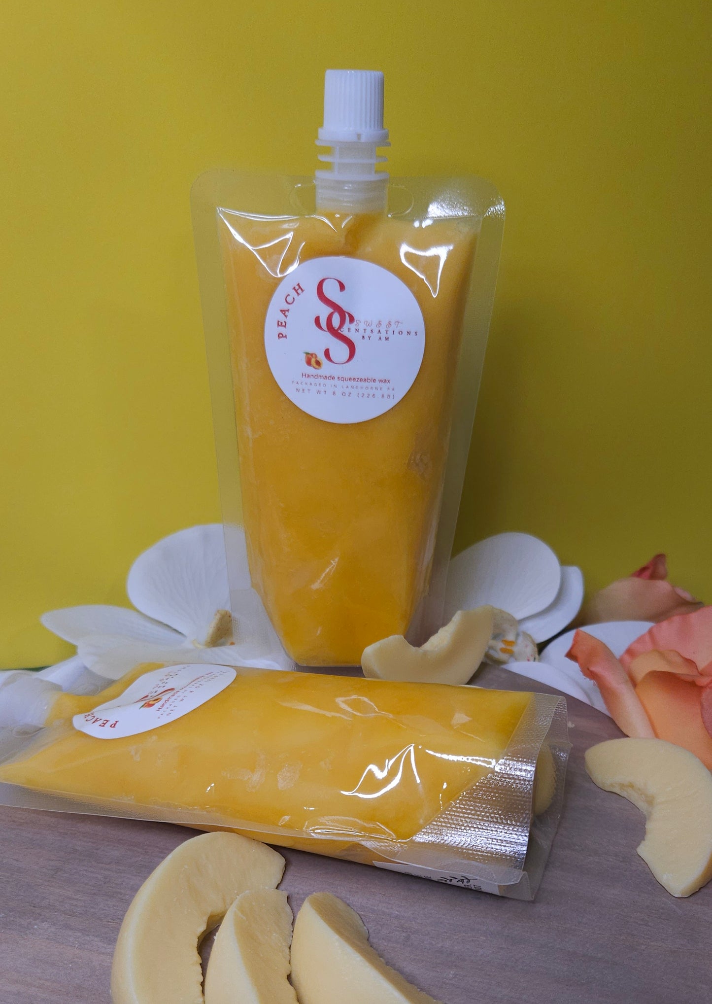 Peach squeezeable wax