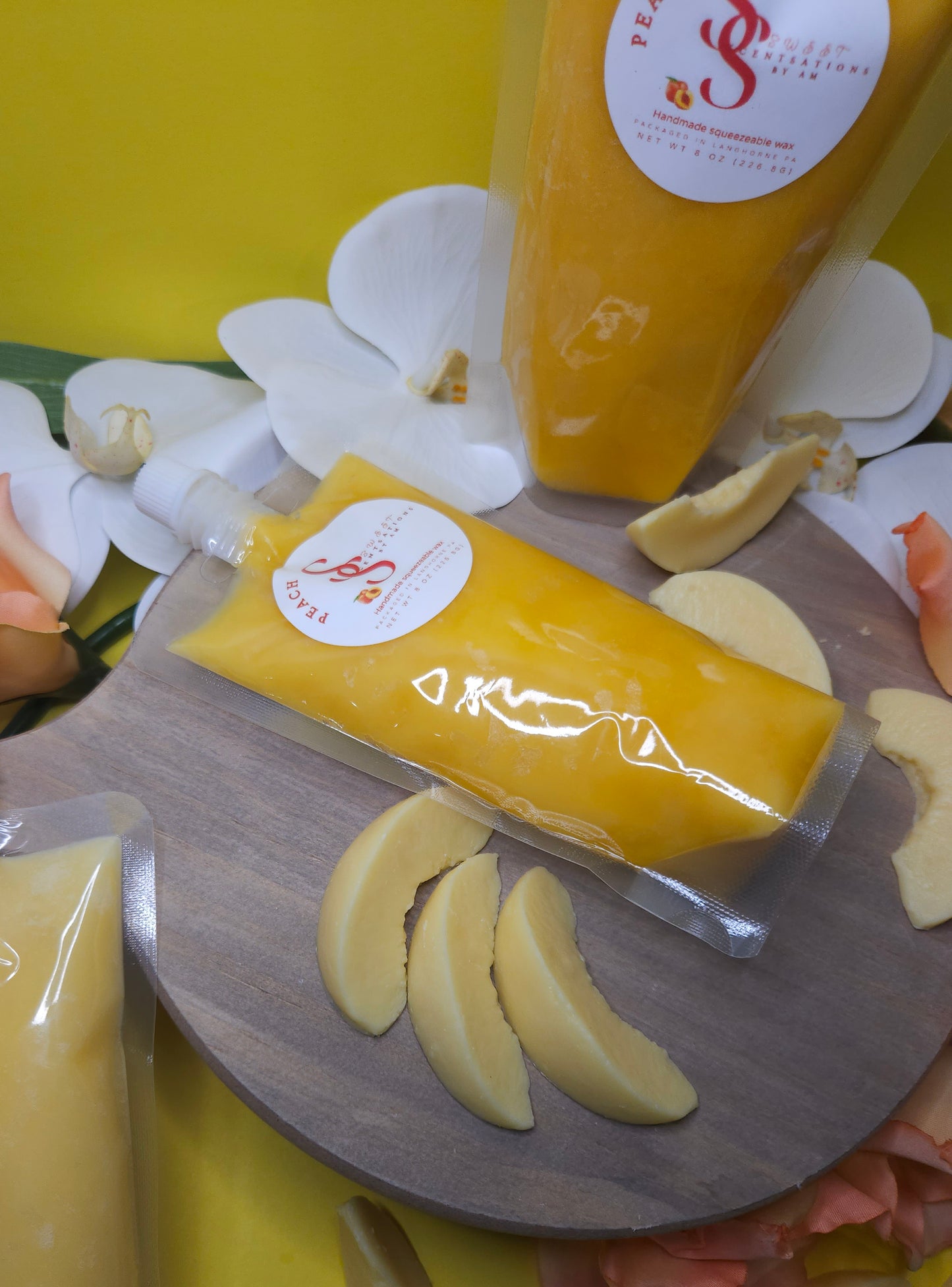 Peach squeezeable wax
