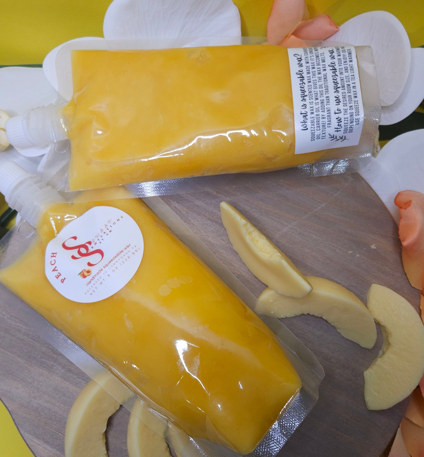 Peach squeezeable wax